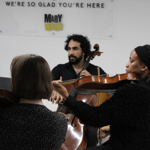 group of people playing string instruments