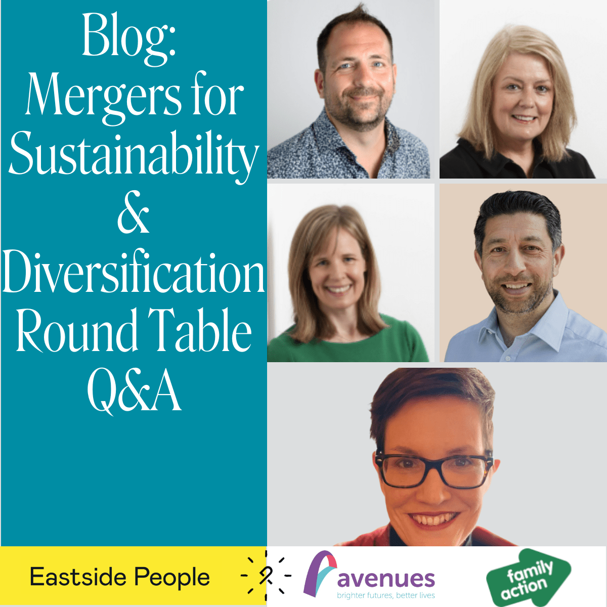 Blog Mergers for Sustainability and Diversification Question and Answer Session Website Post. Ricardo Gomes da Silva General Counsel & Director of Systems, Family Action. Jo Land, Group CEO Avenues Group, Karina Hourd, Group Director of Business Development, Avenues Group