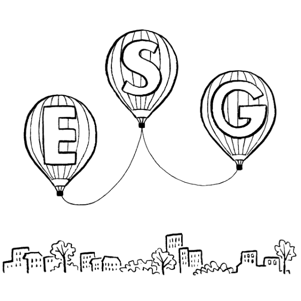 Eastside People ESG Consultancy Service website page ESG in 3 balloons illustration