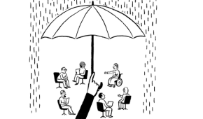 Umbrella black and white illustration for website menu item