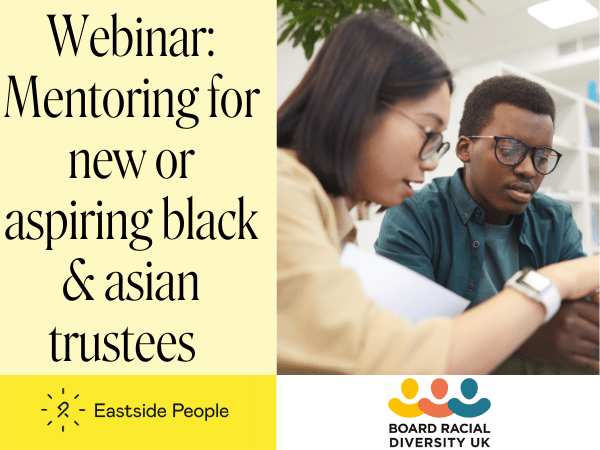 BRD webinar aspiring trustees website post wording and an asian female and black male