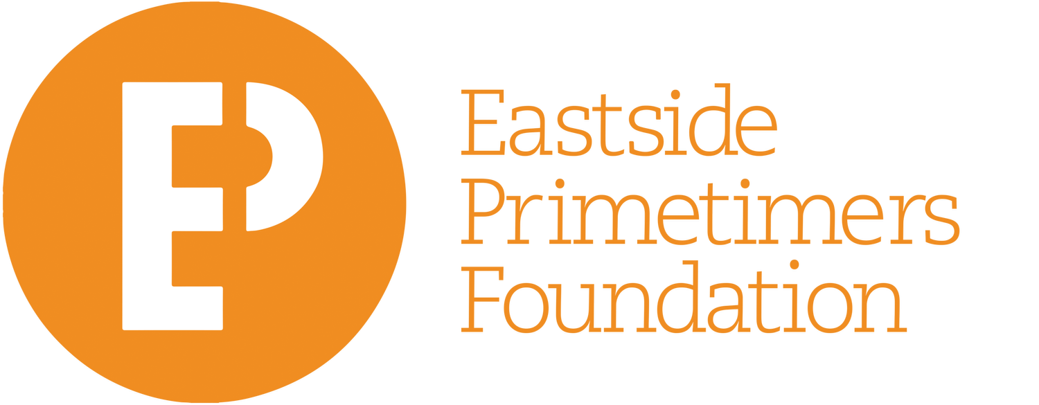 Eastside Primetimers Foundation orange and white logo