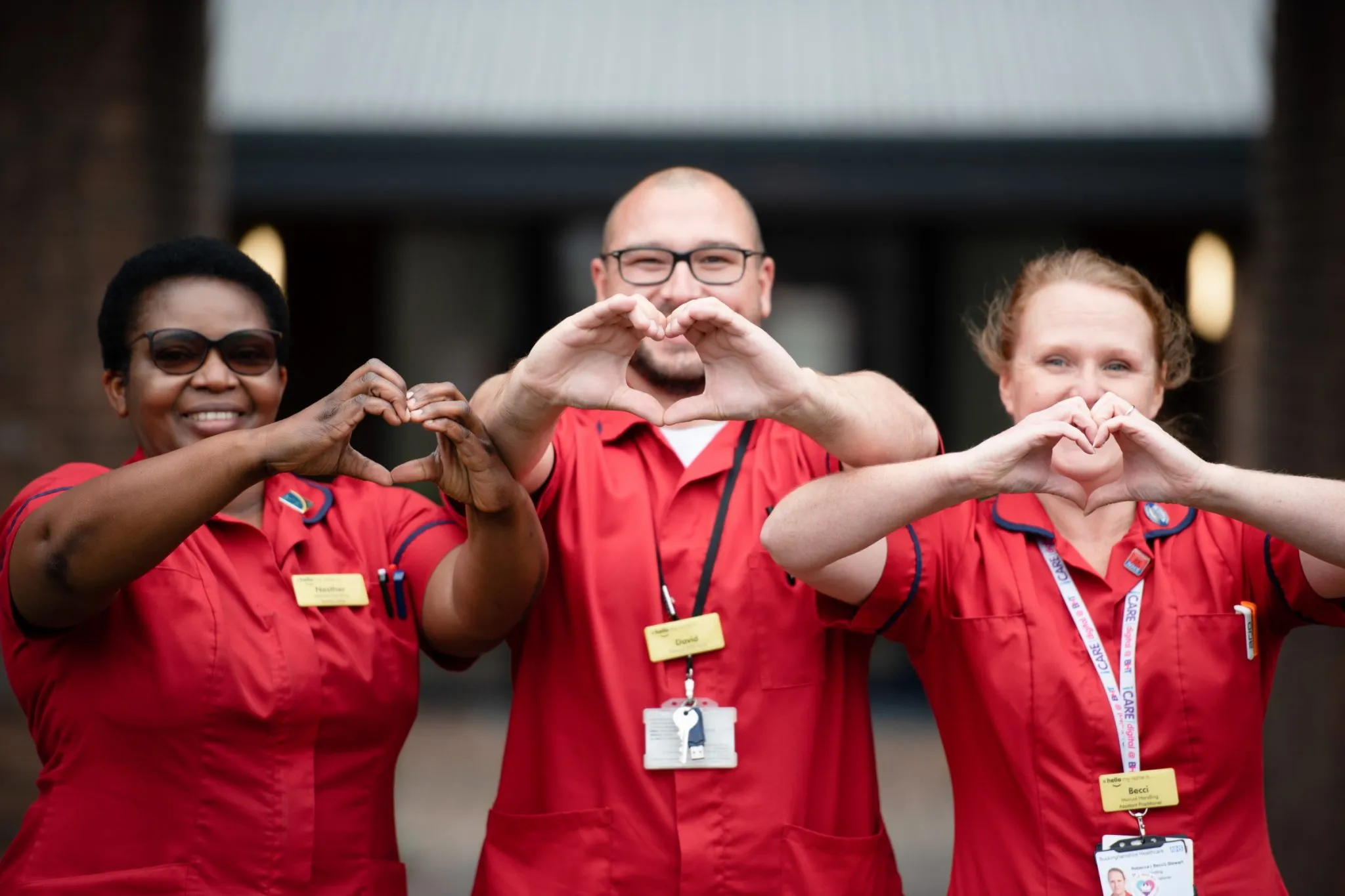 Buckinghamshire Healthcare Charity 3 staff making heart hands